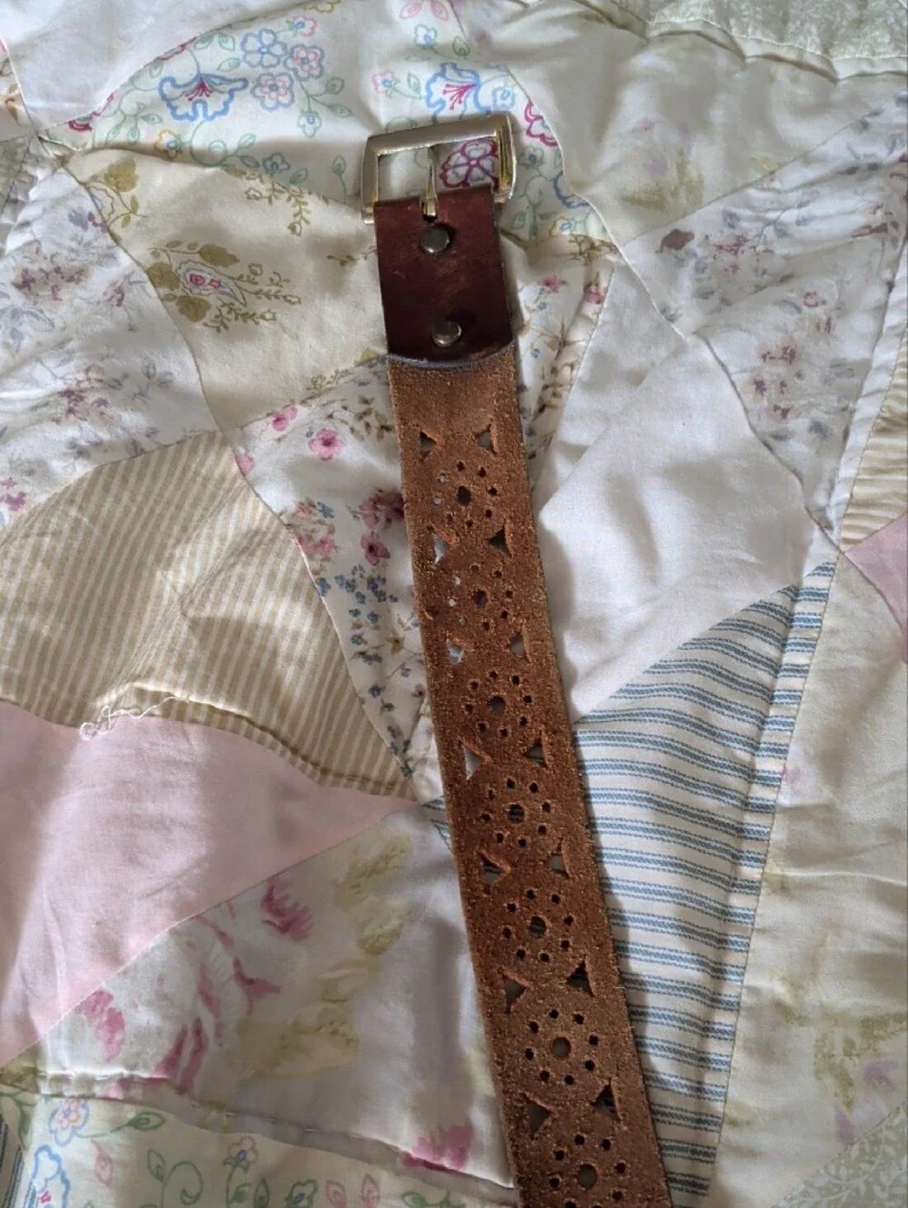 Women's Brown Laser-Cut Leather Belt